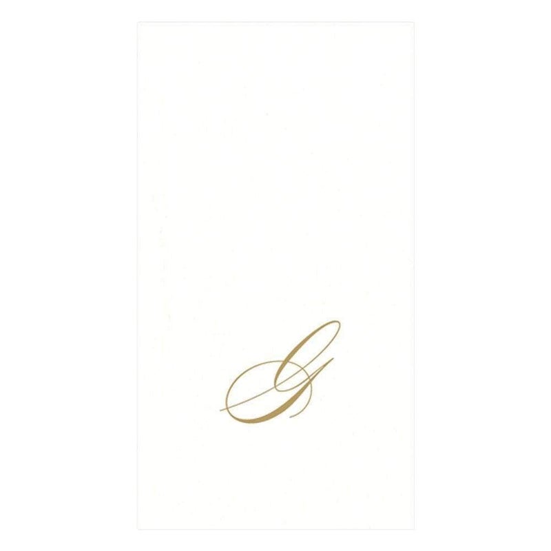 Caspari White Pearl Paper Linen Guest Towels, Monogram Initial G, Pack of 24 - Image 1